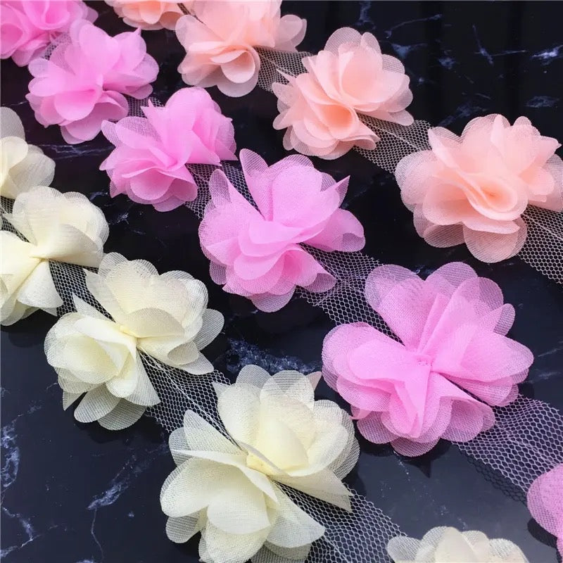 Chiffon Flower Trim - 10 Colours-#CFT10