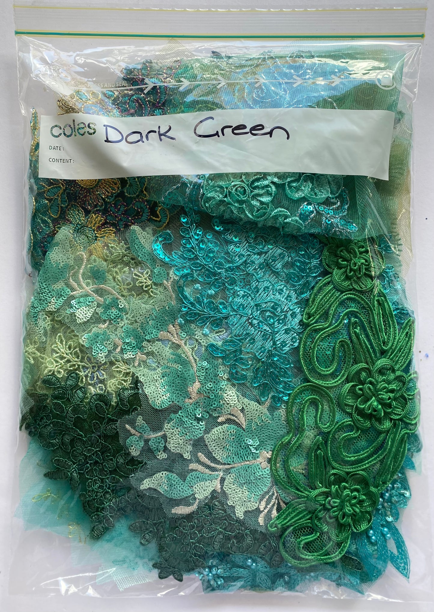 Lace Remnants -Dark Green Mix