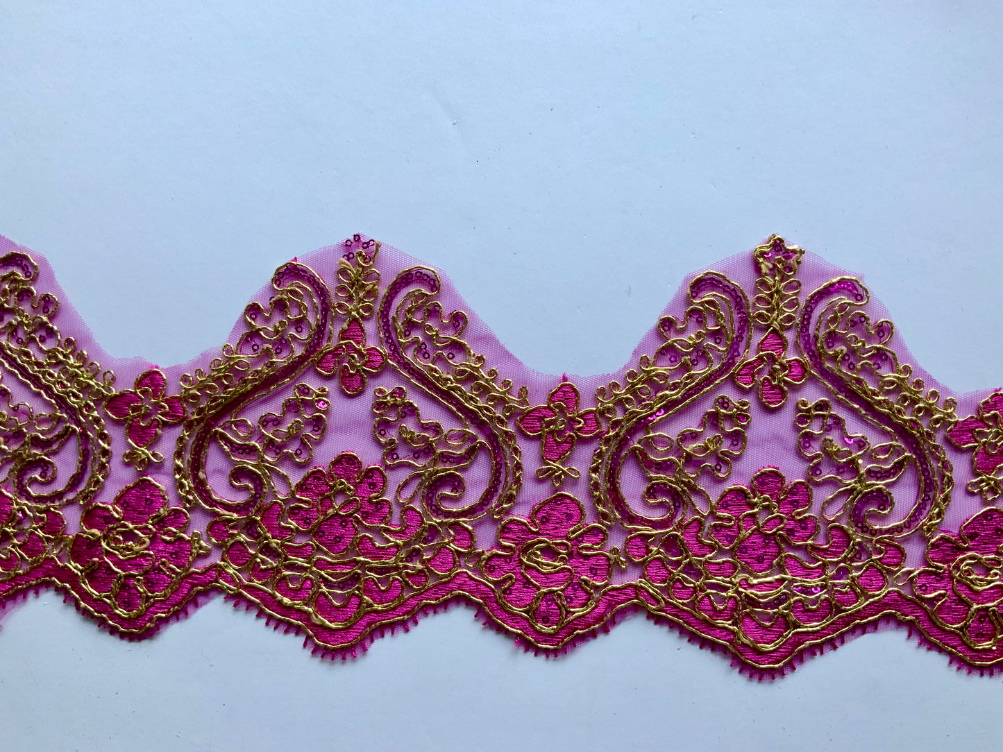 Bella Lace Border Trim - Fuchsia