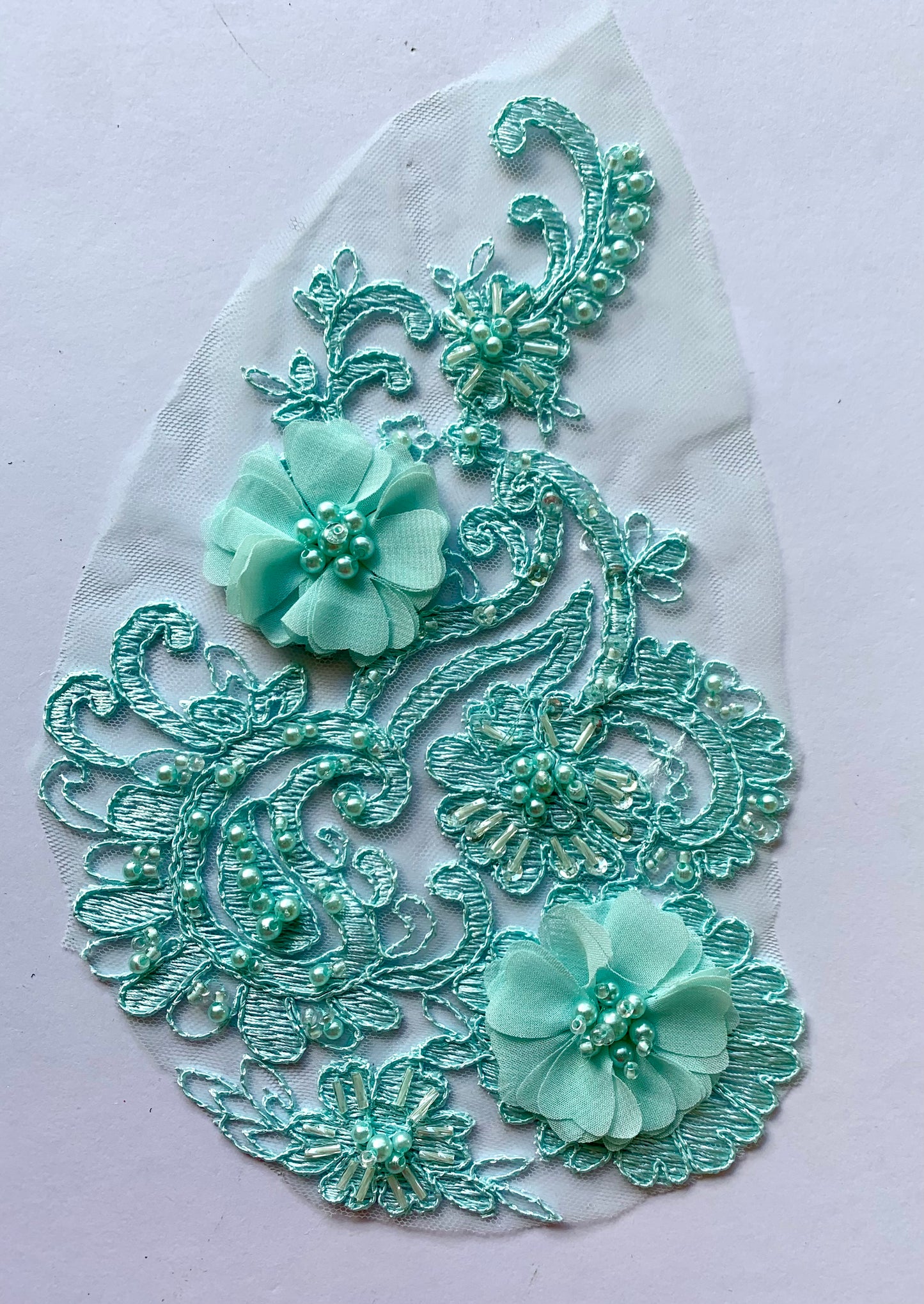 Pale Blue Beaded Applique #2 - BL#16