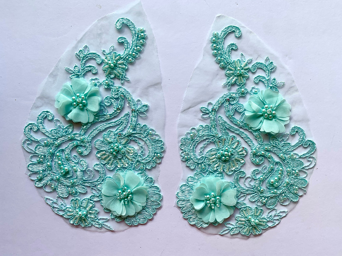 Pale Blue Beaded Applique #2 - BL#16