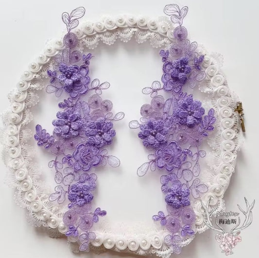Purple 3D Flower Pair - 3D#25
