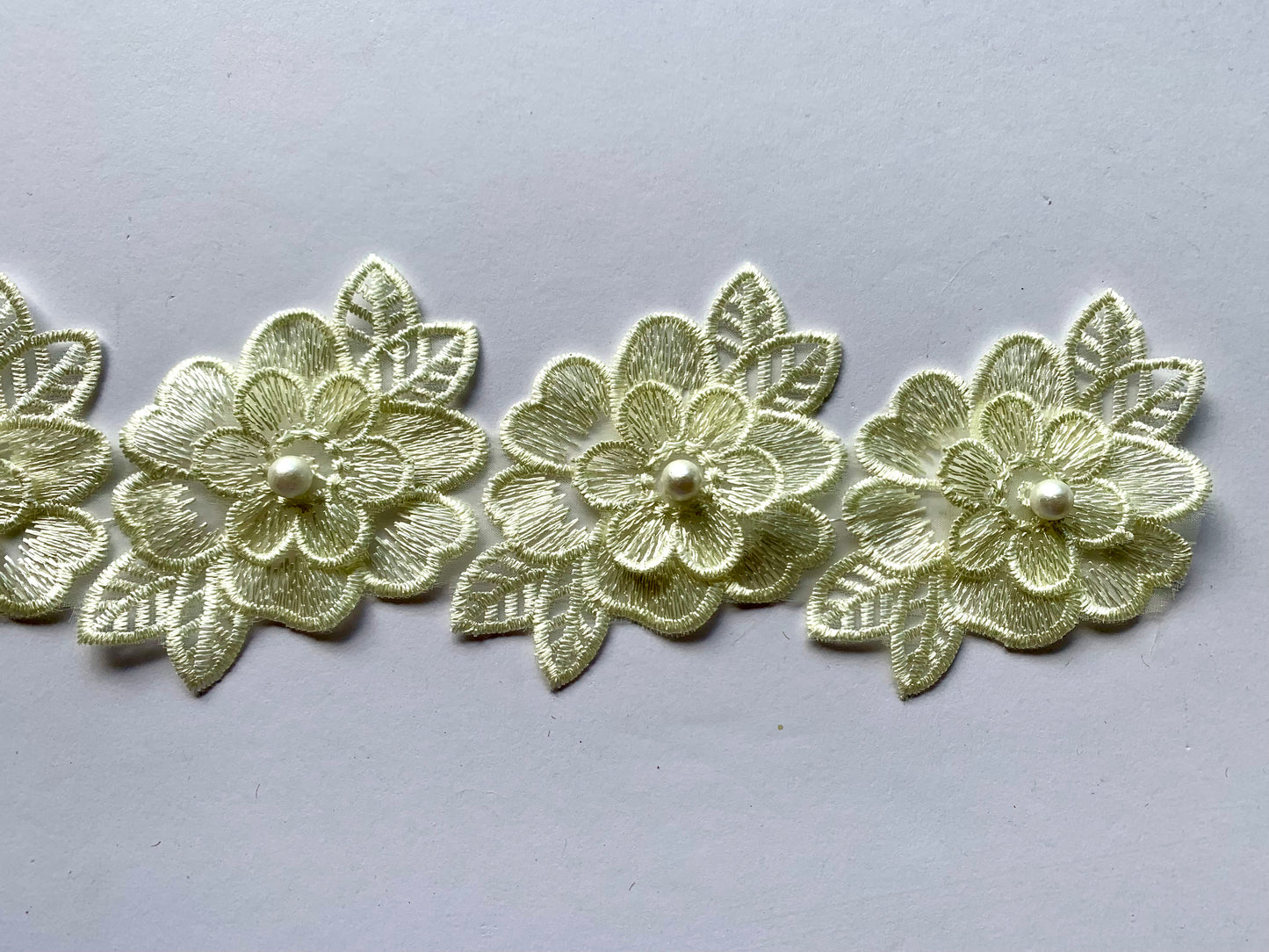 Pearl Lace Flower Trim- 8 Colours