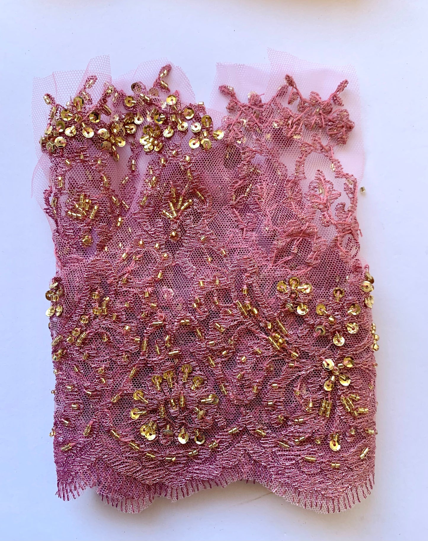 Iris Beaded Lace Border - Mauve