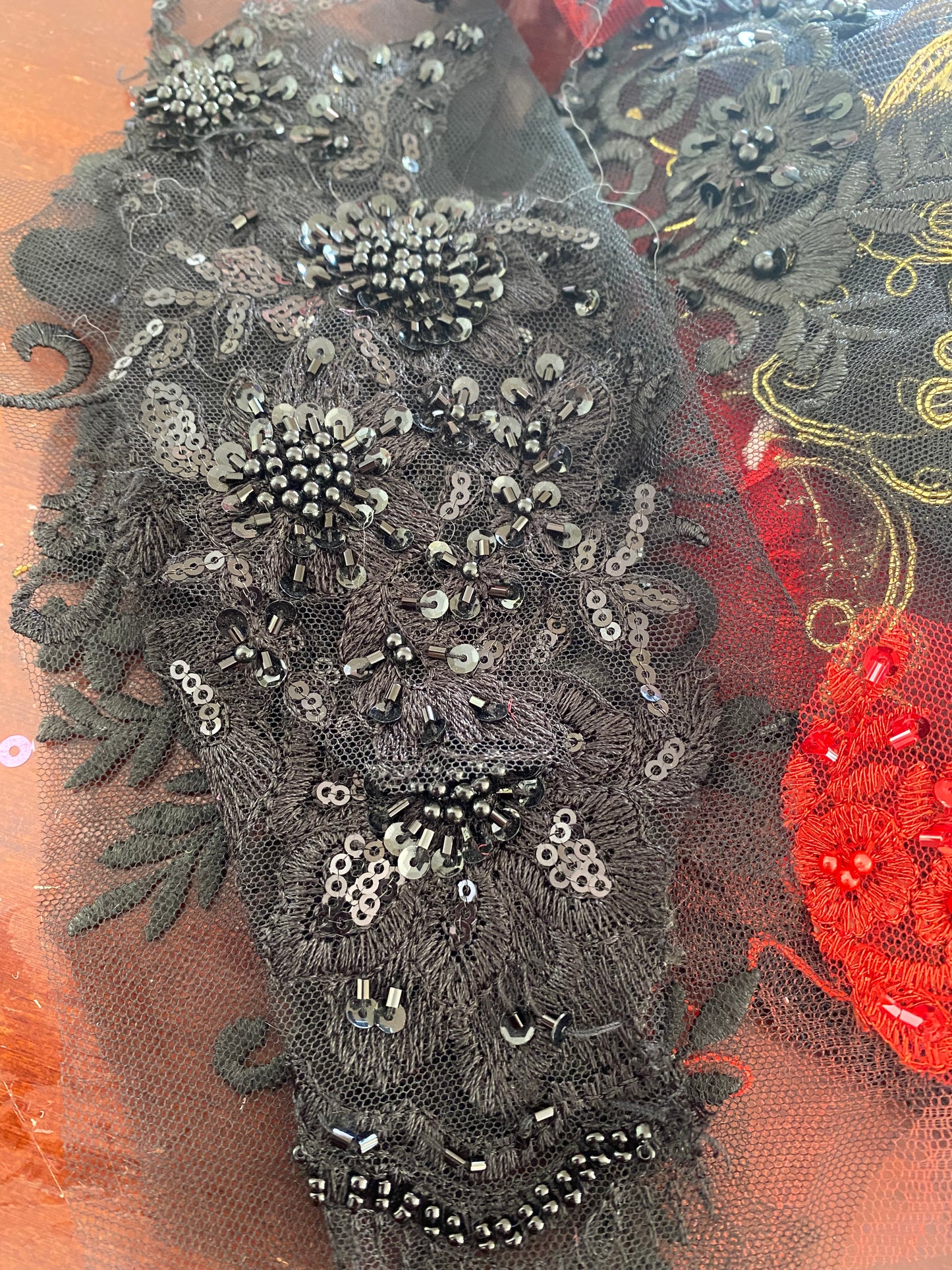 Lace Remnants -#5 Black and Red