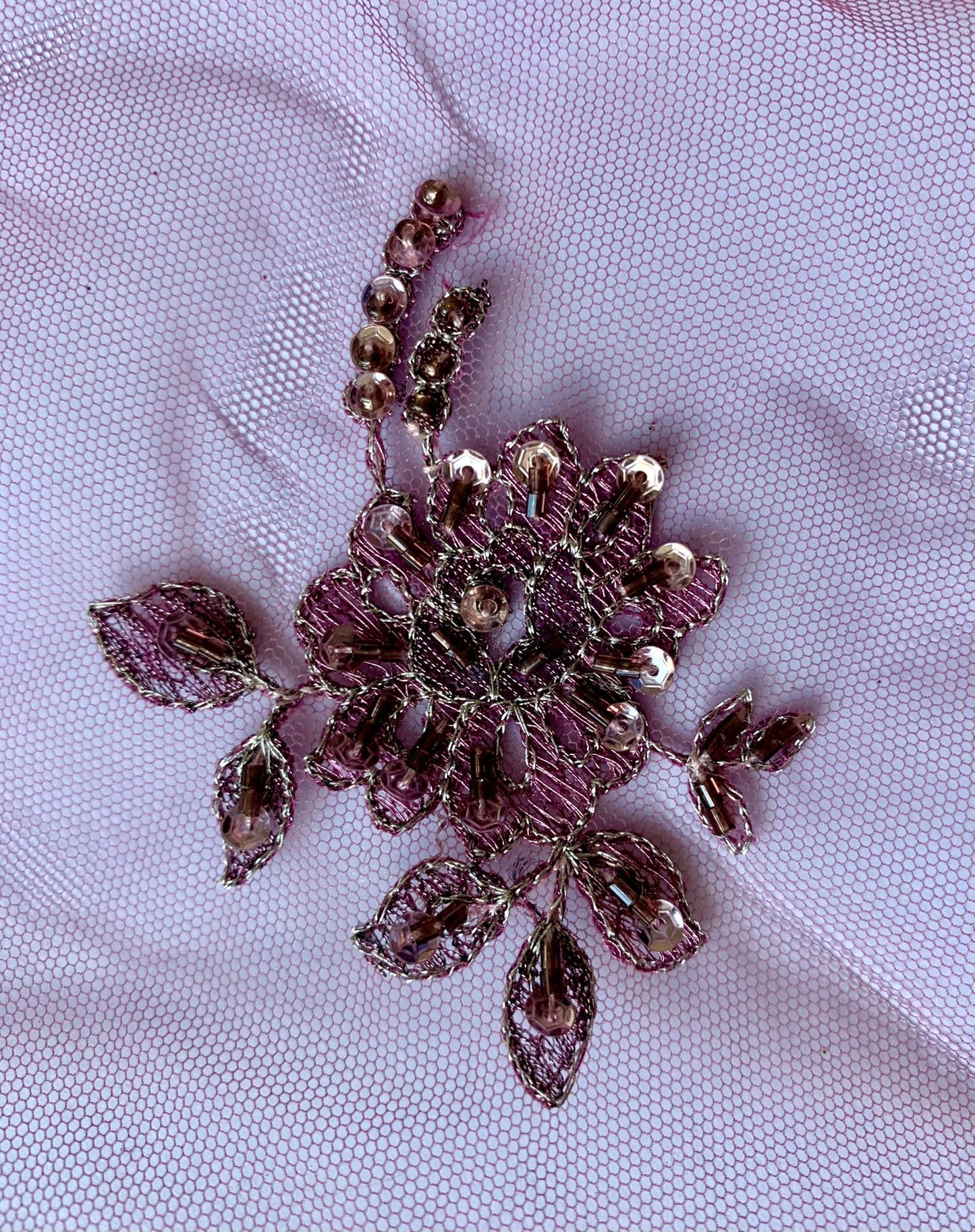 Delicate Beaded Lace Border - Purple Mauve
