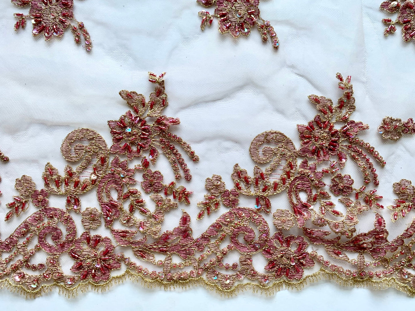 Delicate Beaded Lace Border -Light Dusky Mauve