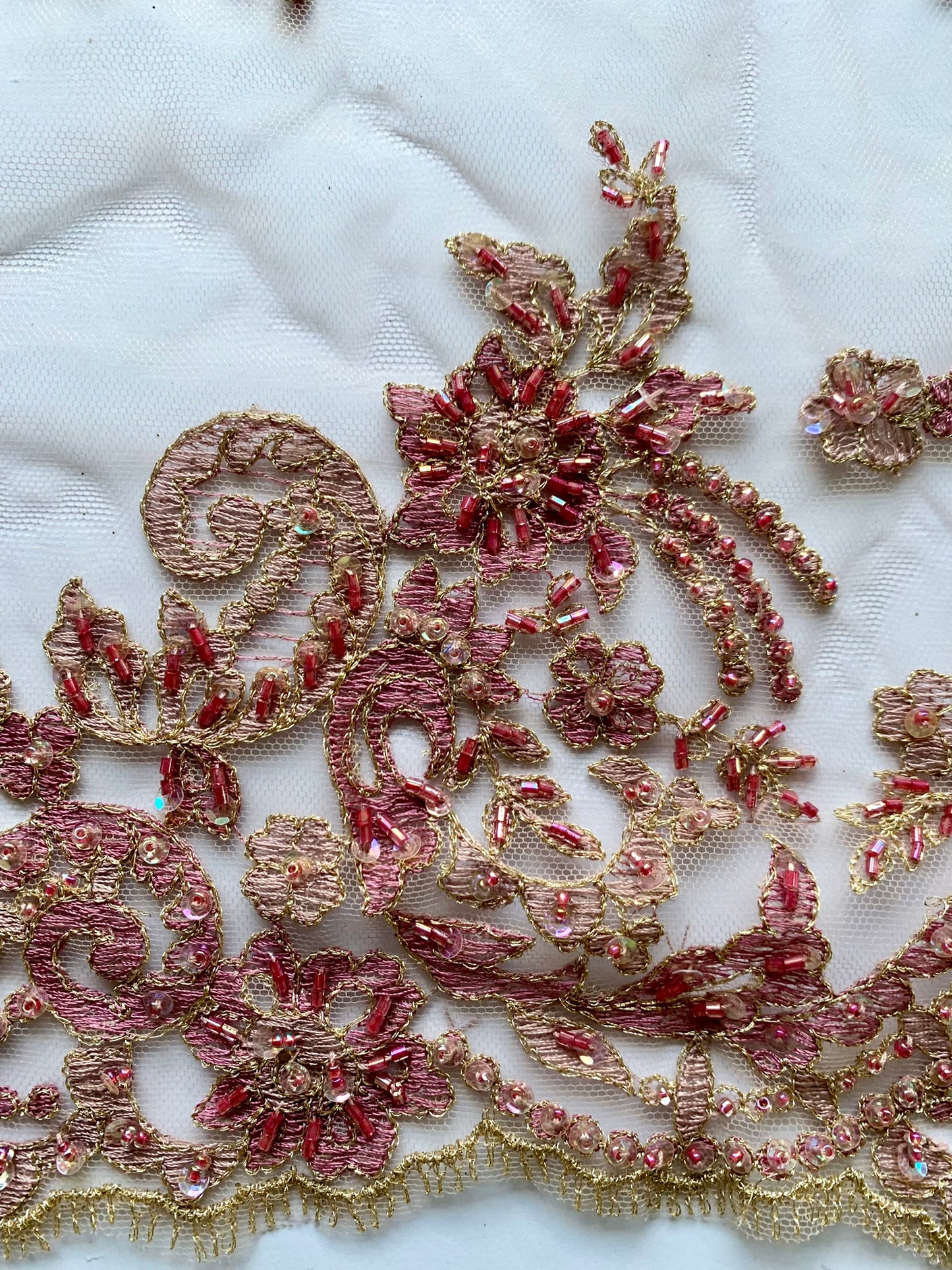 Delicate Beaded Lace Border -Light Dusky Mauve
