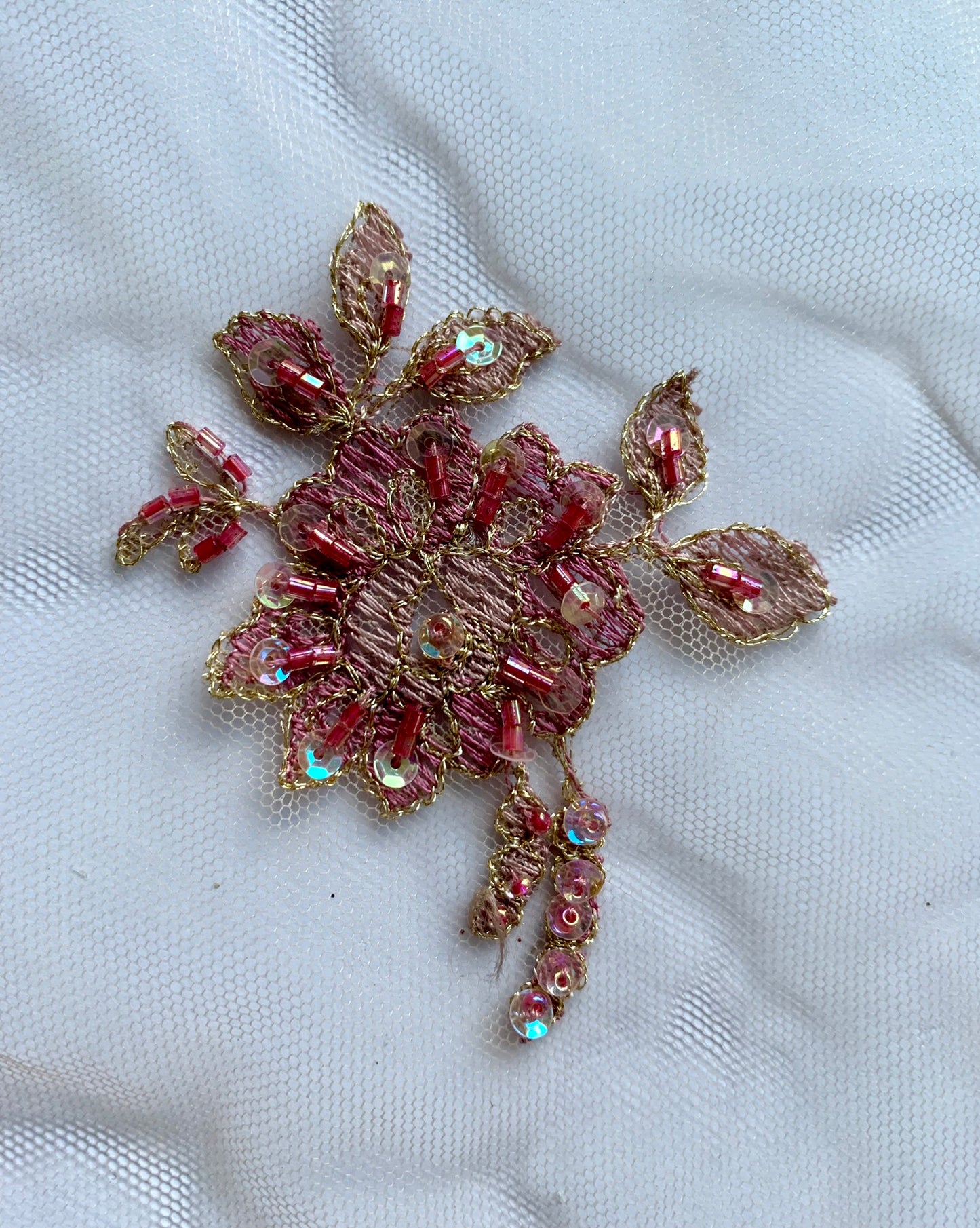 Delicate Beaded Lace Border -Light Dusky Mauve