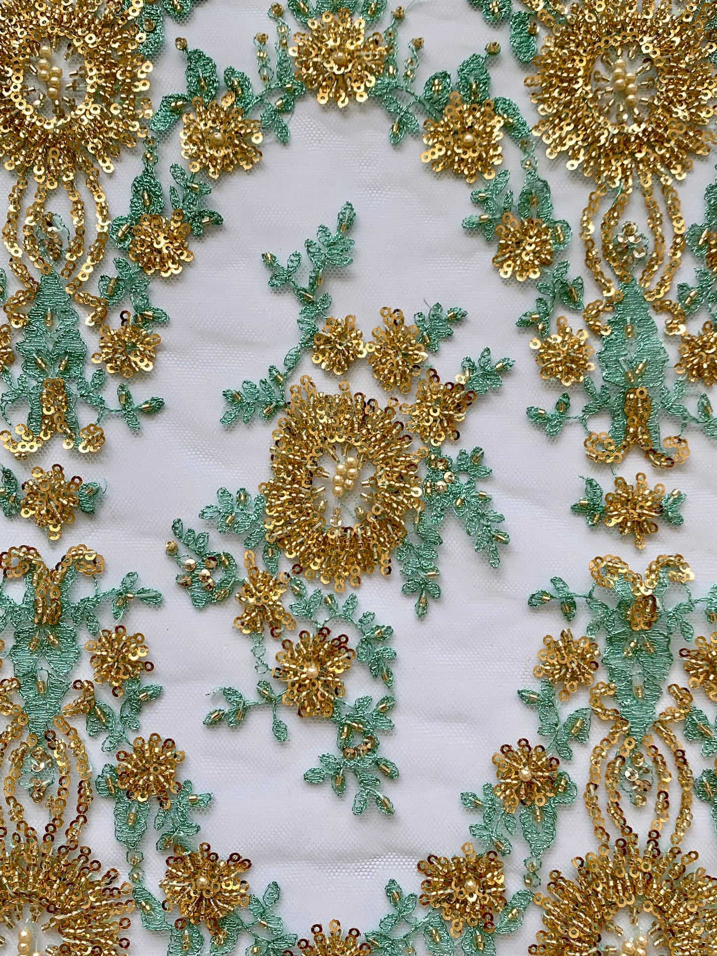 Beaded Lace Border - Mint and Gold