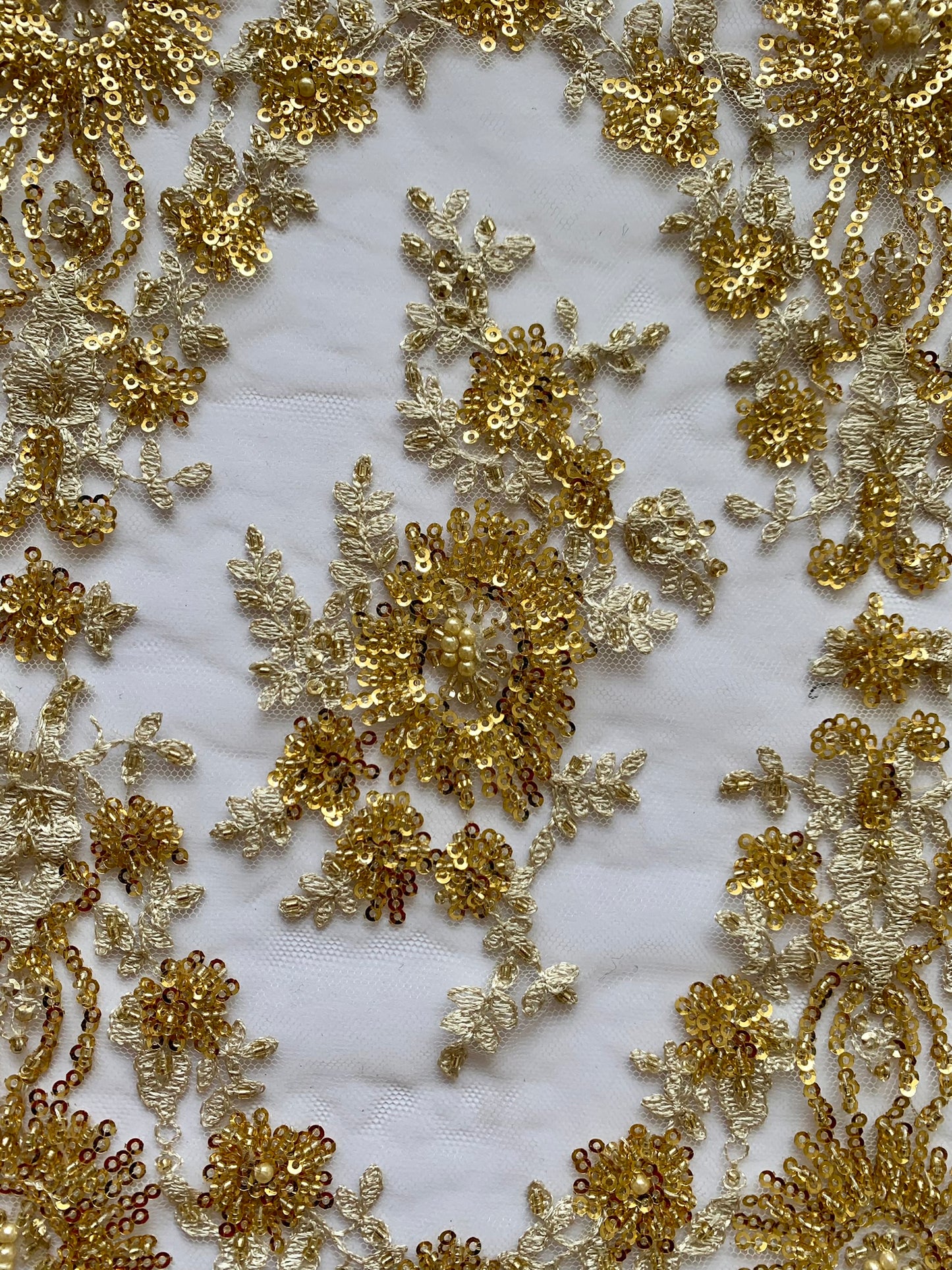 Beaded Lace Border - Pale grey and Gold