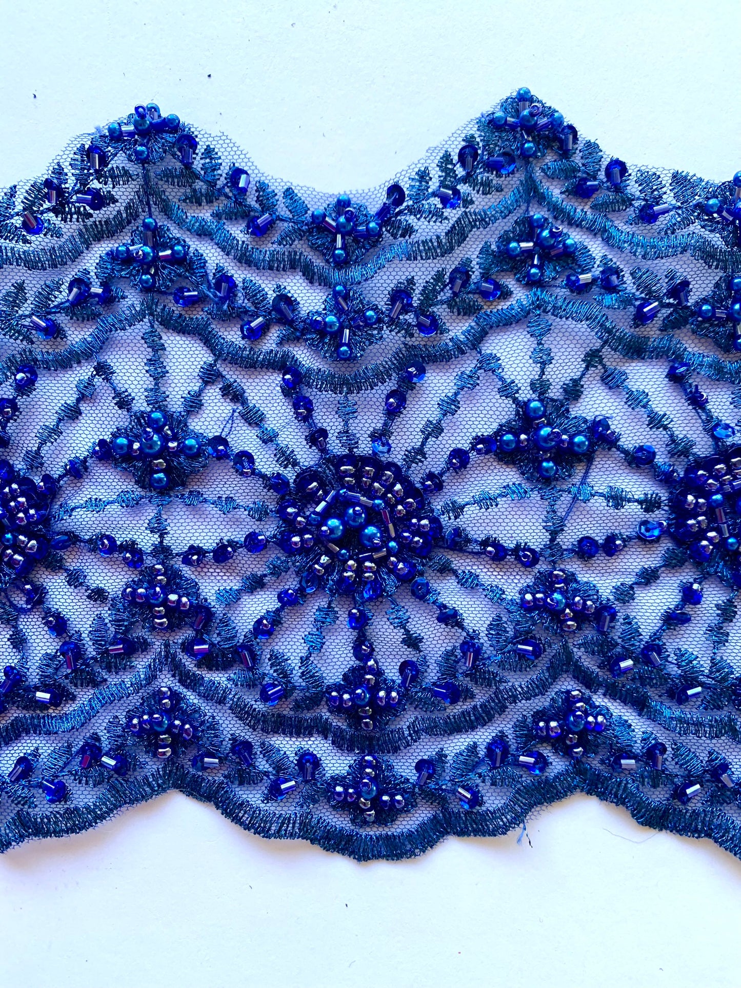 Sapphire Beaded Lace Border Trim - #2 -BBT#9