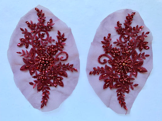 Burgundy Beaded Applique #4 - BL#21