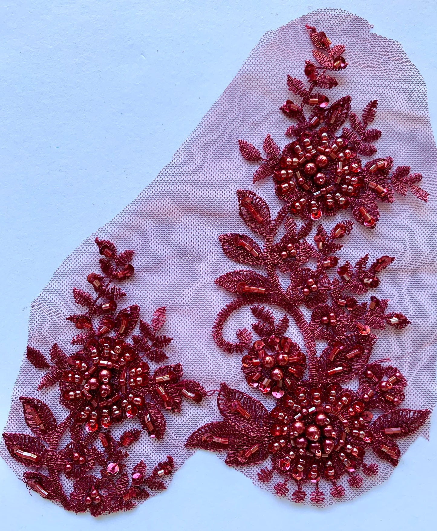 Burgundy Beaded Applique #5 - BL#22