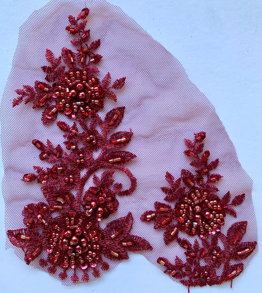 Burgundy Beaded Applique #5 - BL#22