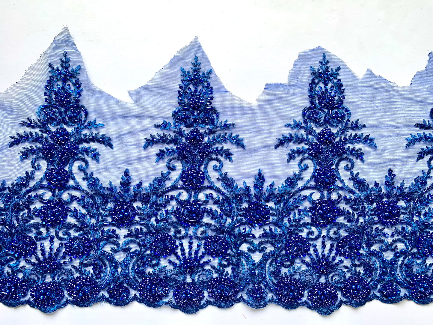 Sapphire Beaded Lace Border Trim - #1 -BBT#8