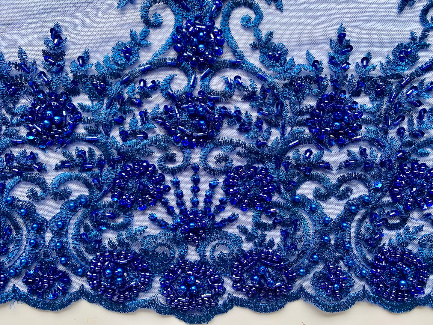 Sapphire Beaded Lace Border Trim - #1 -BBT#8