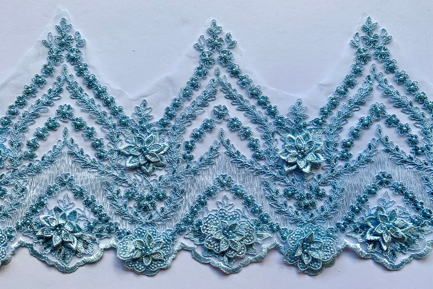 Dusky Blue Beaded Applique - NBL#14