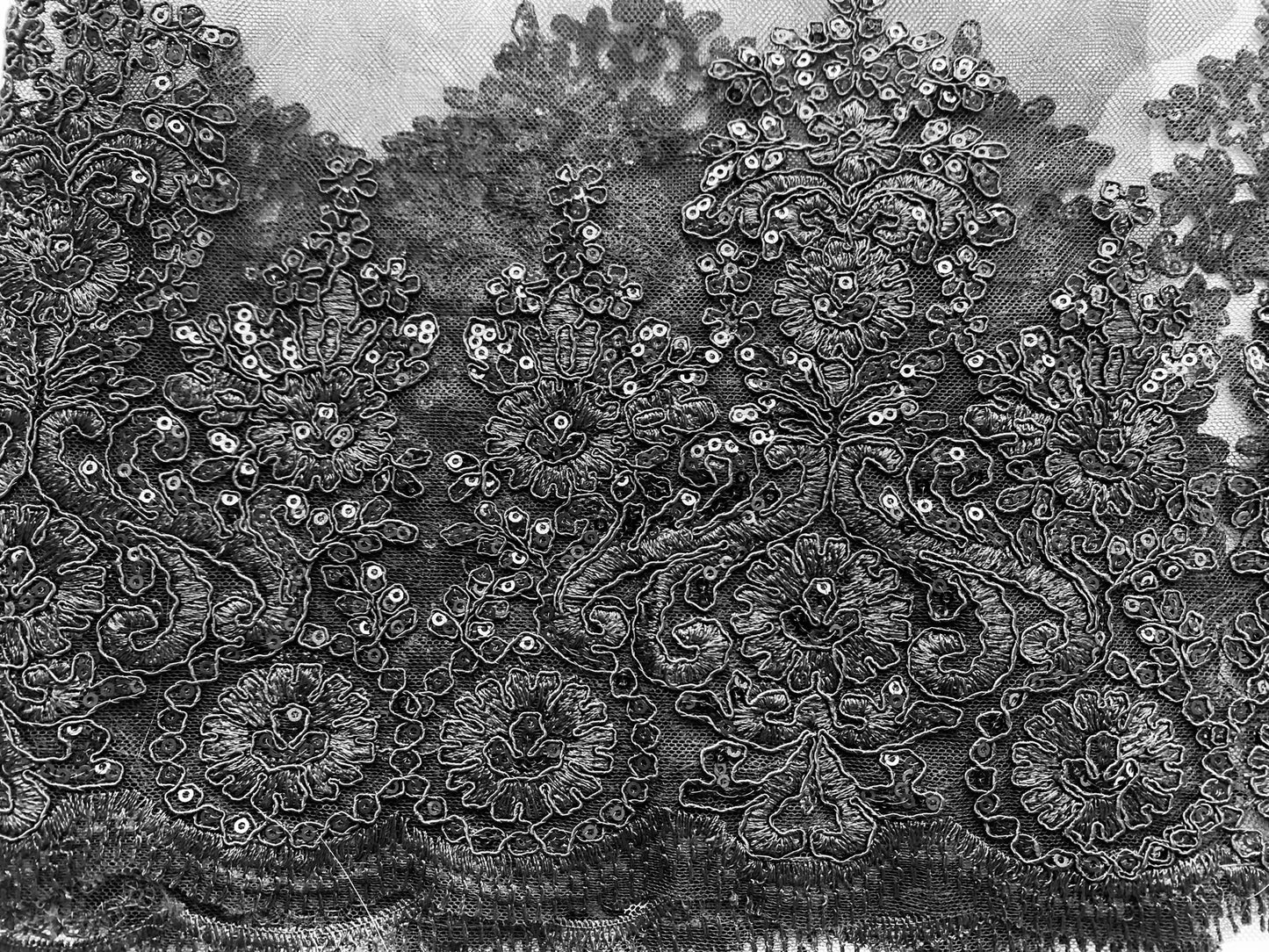 Black Sequin Lace Border Trim - LBT#16