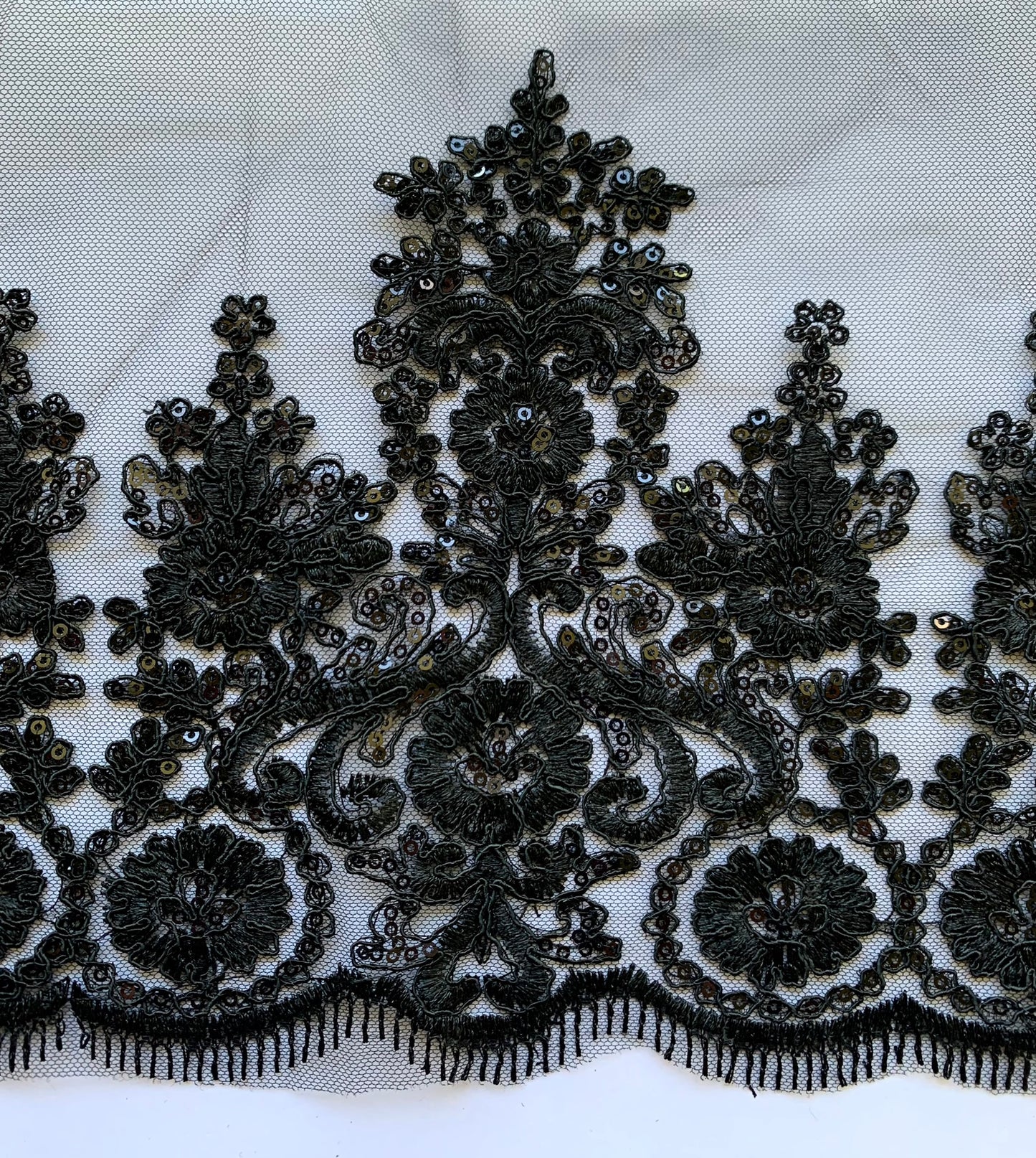 Black Sequin Lace Border Trim - LBT#16