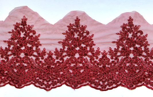Burgundy Beaded Lace Trim - -BLT#7