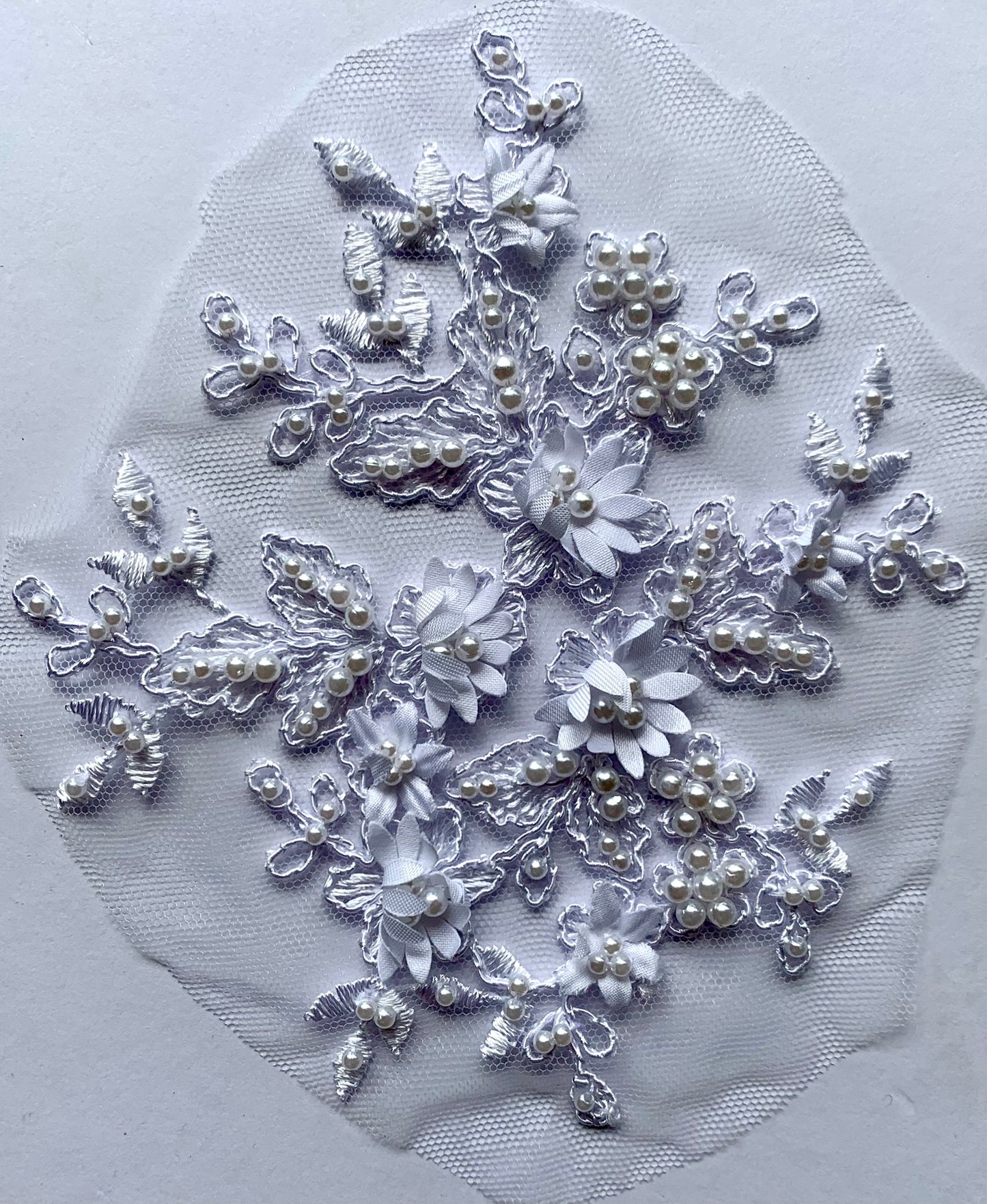 White Beaded Applique Pair - BL#28