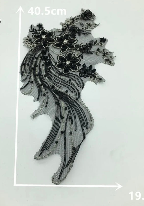 Medium Black and Silver Applique- 3D#42