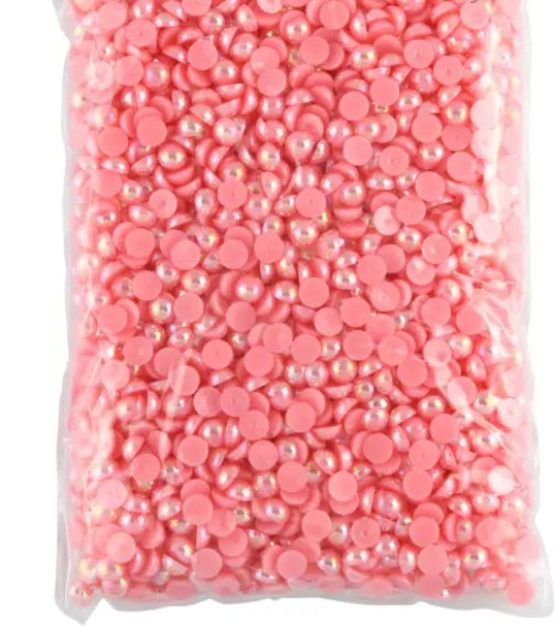 Coral Pink AB - 1/2 Pearls