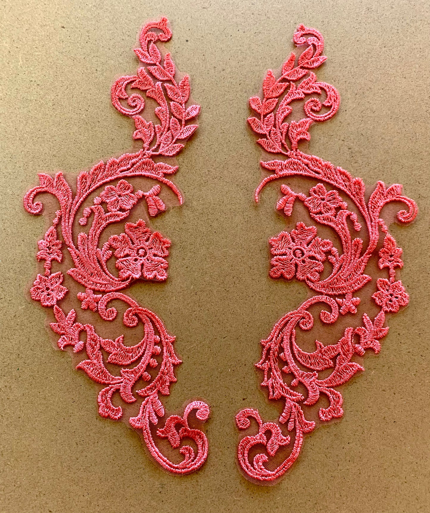 Embroidered Mirror Image Lace Applique #2 - 11 Colours