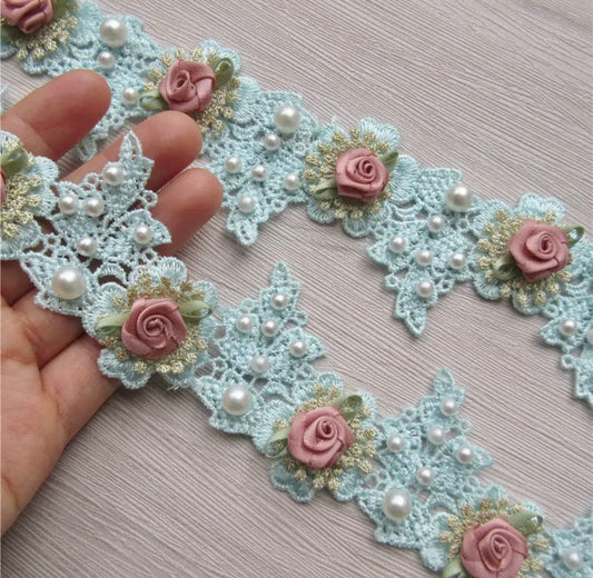 Rose Flower Trim Blue-#RFT1