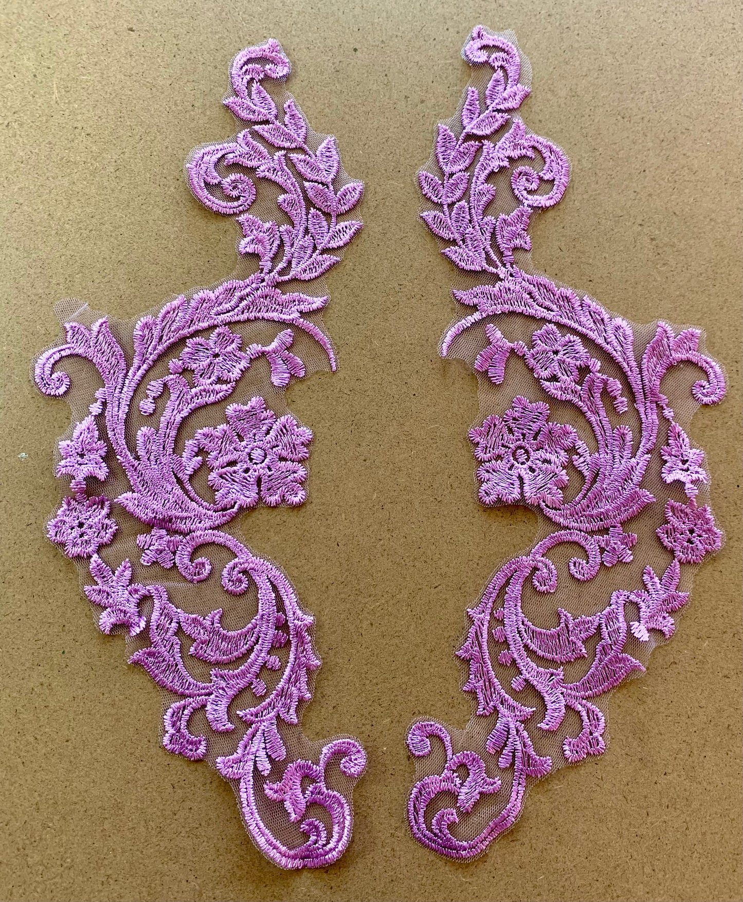 Embroidered Mirror Image Lace Applique #2 - 11 Colours