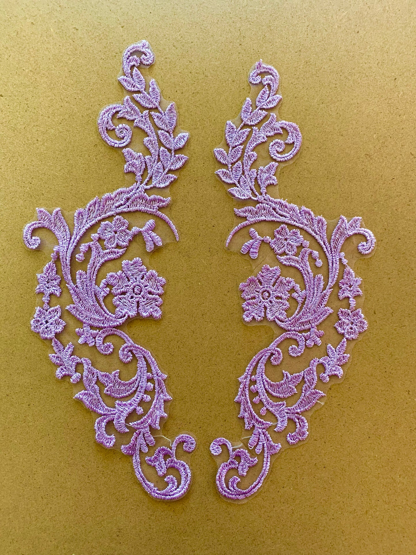 Embroidered Mirror Image Lace Applique #2 - 11 Colours