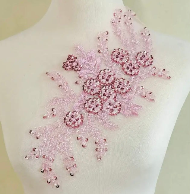 Beaded Flower Applique -BL#3 - 5 colours