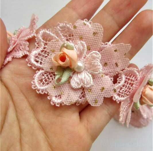 Pink  Flower Trim #AP2