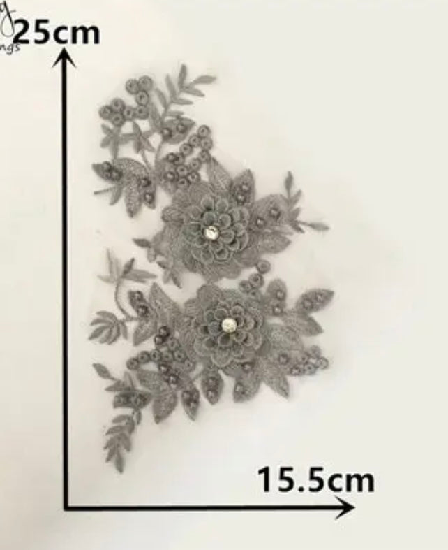 3D Flowers with Pearls - Med -4 Colours