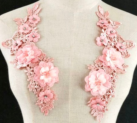 3D Pink Flowers with Beads SML - 3D#68