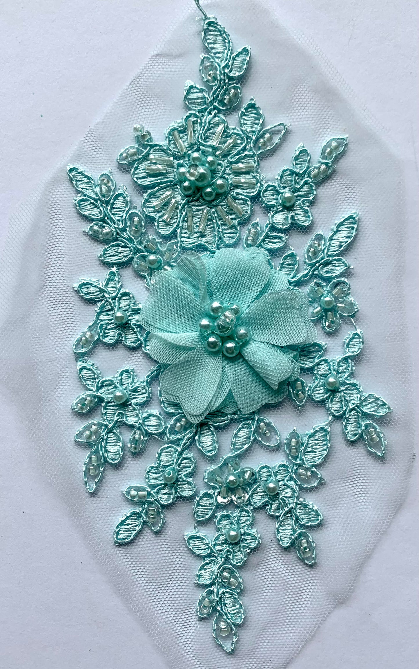 Pale Blue Beaded Appliqué #1 - BL#15