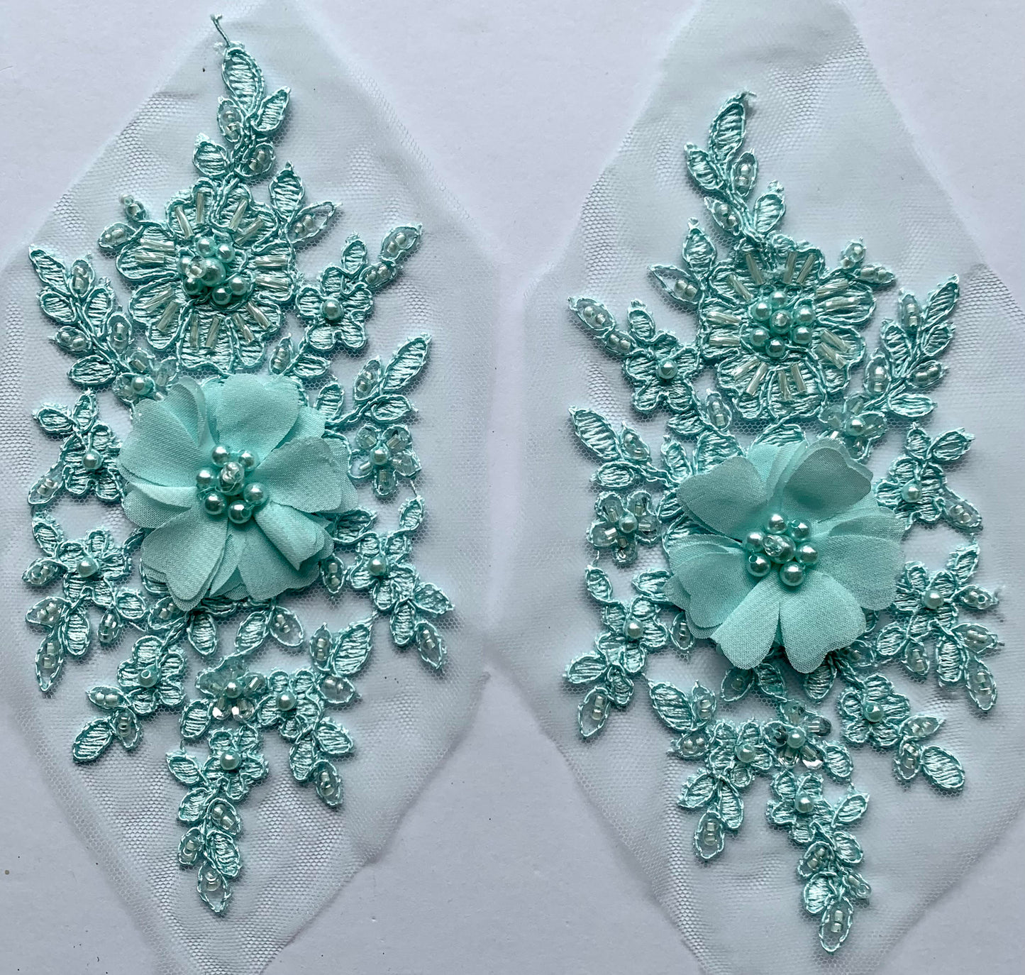 Pale Blue Beaded Appliqué #1 - BL#15