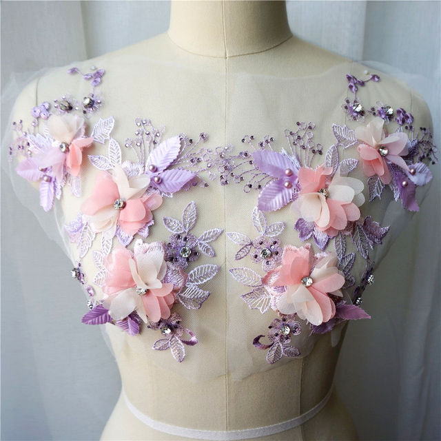 Medium Romantic Flowers Pale Lilac - 3D#30