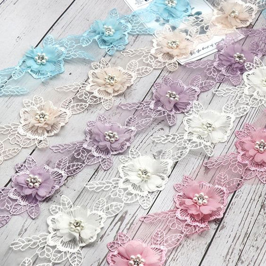 Delicate Flower Trim - 7 Colours-DF07