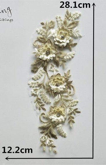 Medium 3D Metallic Small Flowers - 3D#54 - 5 Colours