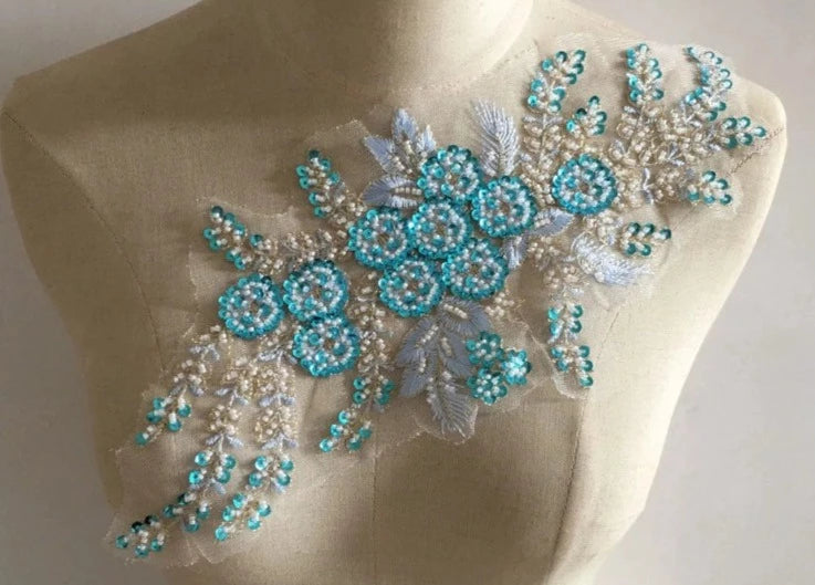 Beaded Flower Applique -BL#3 - 5 colours