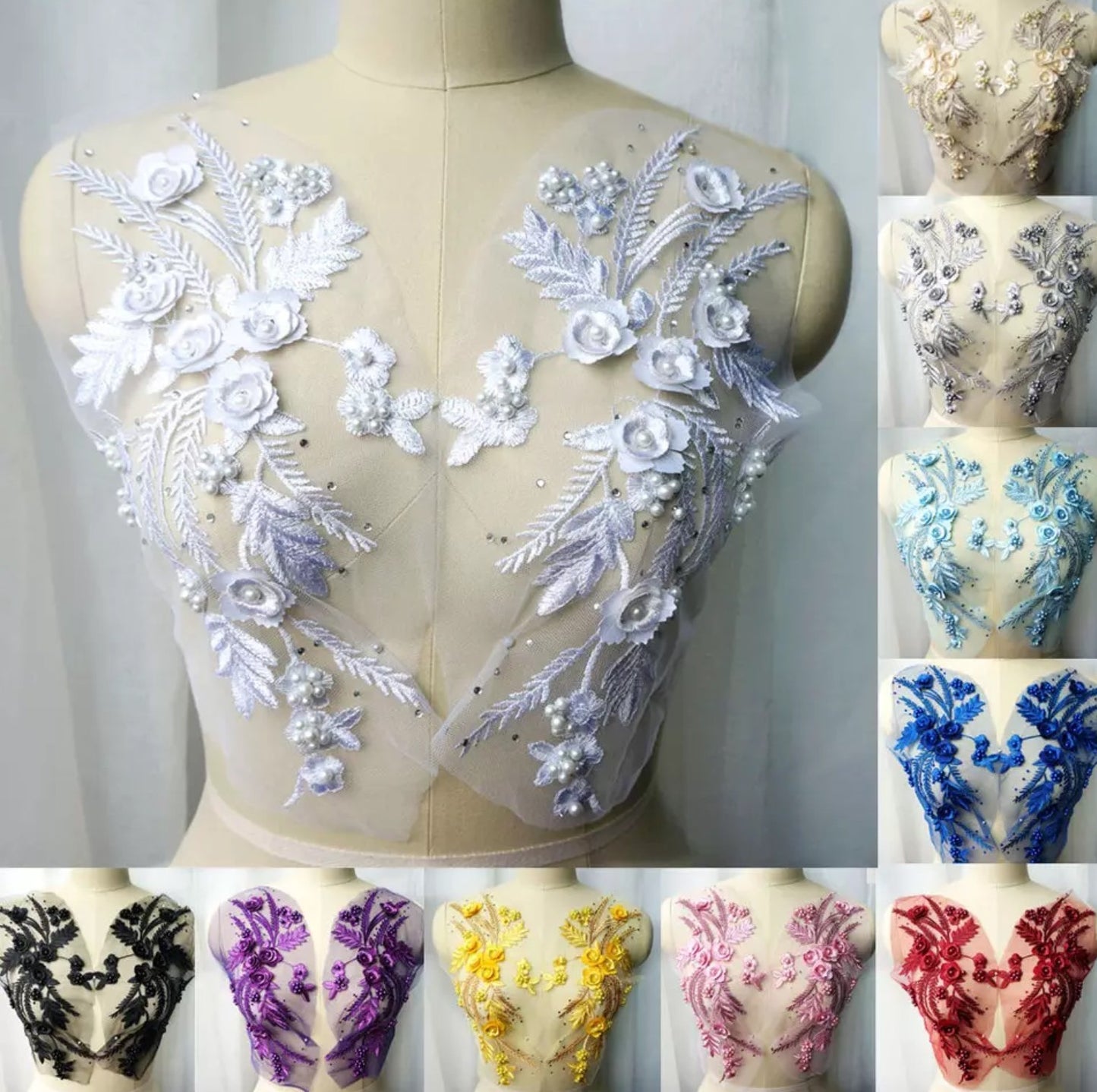 3D Flowers & Pearls Mirror Pairs - 15 Colours