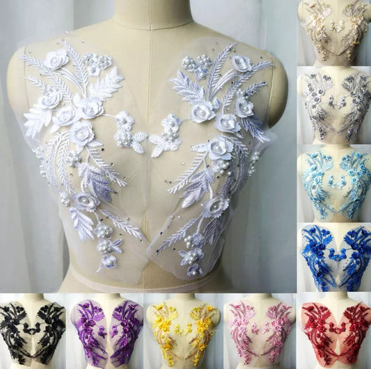 3D Flowers & Pearls Mirror Pairs - 3D#1 - 15 Colours