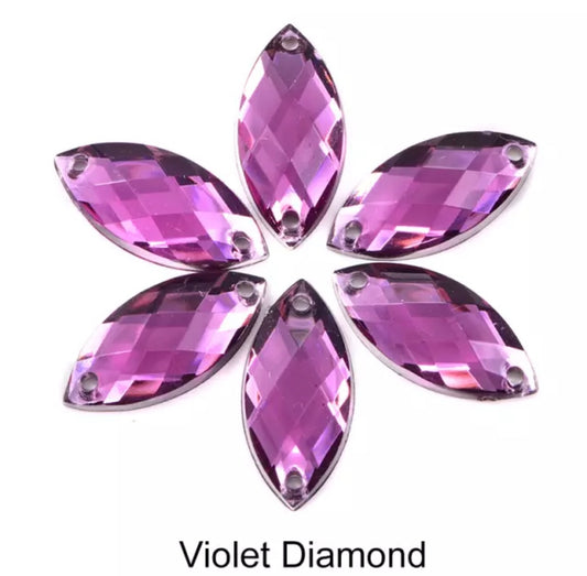 Violet Diamond Navette - Acrylic
