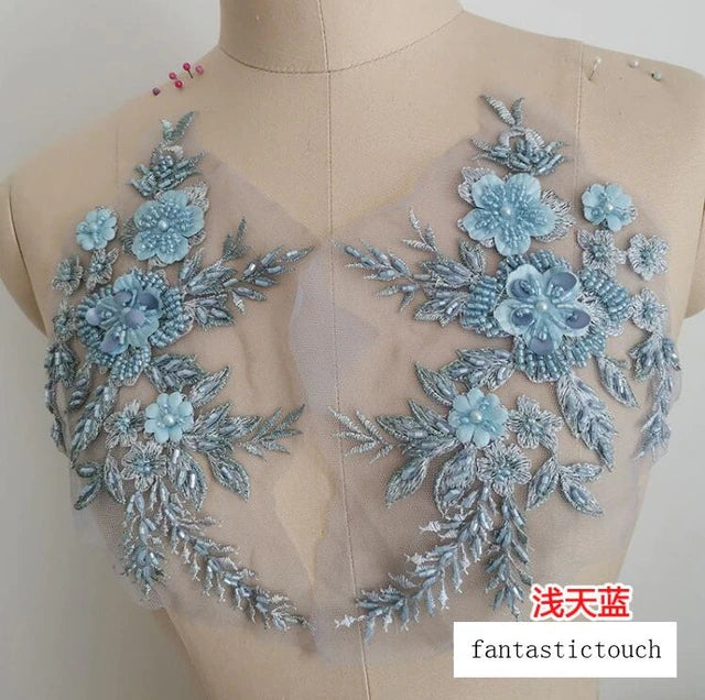 Beaded Flower Applique - BL#2 - 8 Colours