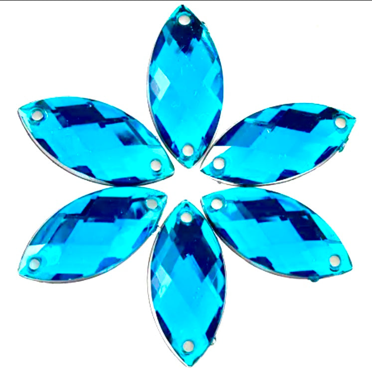 Peacock Blue Navette - Acrylic