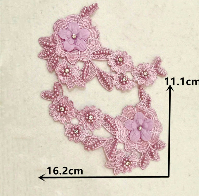 3D Flowers with Pearls SML - 3D#62 - 8 Colours