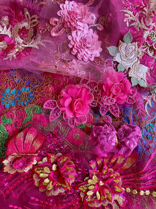 Lace Remnants -Dark Pink Mix