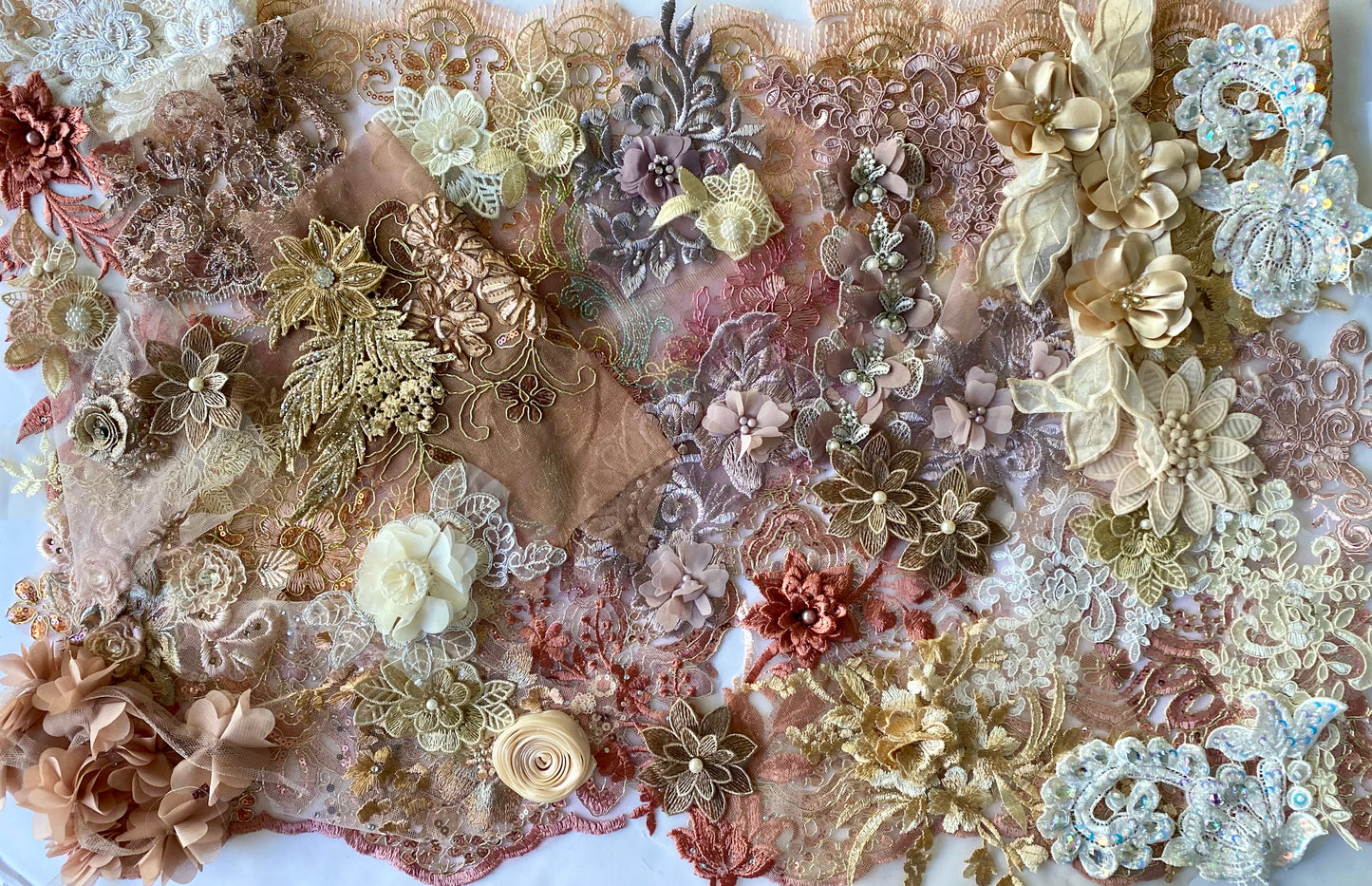 Lace Remnants -#17 Coffee and Dusky Pink